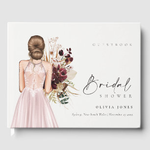 Elegant Boho Blush Wedding Gown Bridal Shower Guest Book