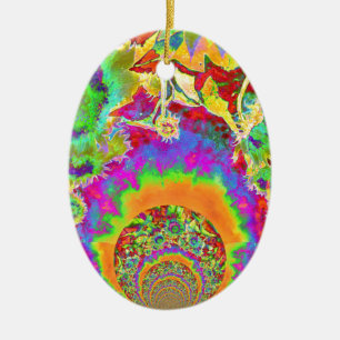 Elegant boho bohemian retro sunflowers  ceramic ornament