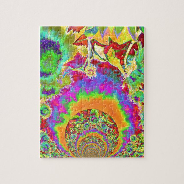 Elegant boho bohemian retro sunflowers  jigsaw puzzle (Vertical)