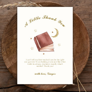 Elegant Boho Book Moon Star Baby Shower  Thank You Card