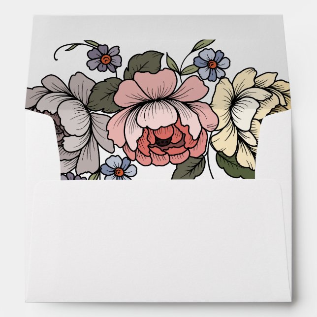Elegant Boho Botanical Florals  Envelope (Back (Bottom))