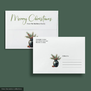 Elegant Boho Botanical Scandinavian Christmas Mail Envelope