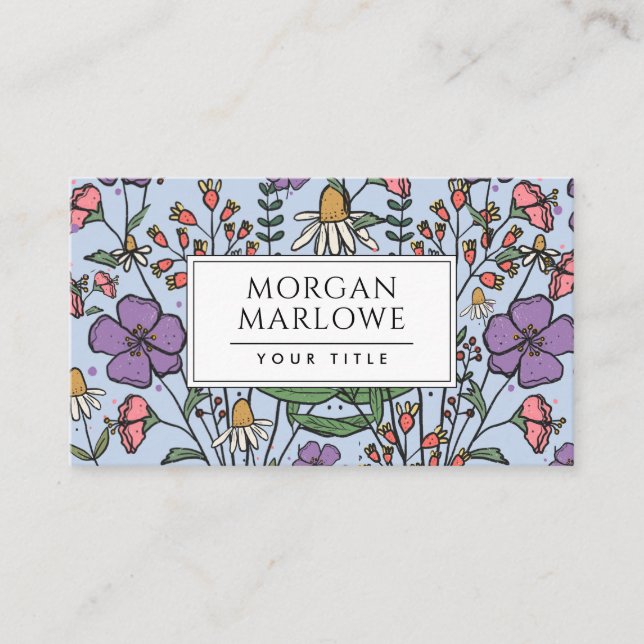 Elegant Boho Botanical Wildflower Botanical Floral Business Card (Front)