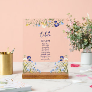 Elegant boho Botanical Wildflowers Blue Wedding Acrylic Sign