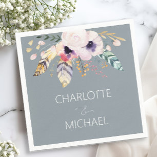 Elegant Boho Bouquet Wedding Napkin