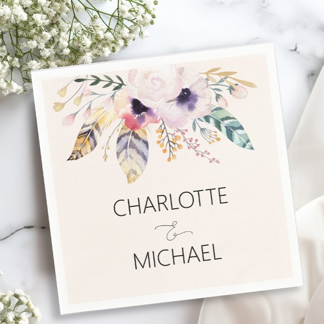 Elegant Boho Bouquet Wedding Napkin (Creator Uploaded)