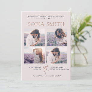 Elegant Boho Bow Graduation Party Invitation