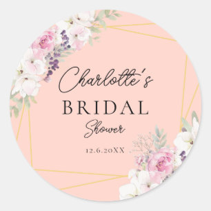 Elegant Boho Bridal Shower   Classic Round Sticker