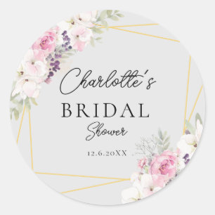 Elegant Boho Bridal Shower Classic Round Sticker