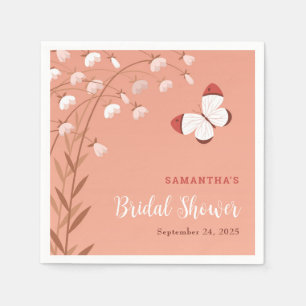 Elegant Boho Bridal Shower Wildflowers Butterfly Napkin