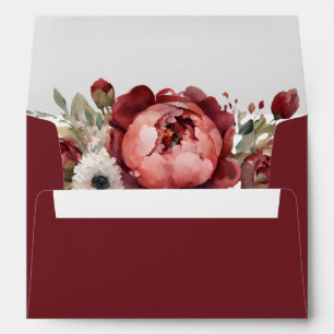 Elegant Boho Burgundy Blush Floral Invitation Envelope