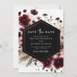 Elegant Boho Burgundy Wedding Save The Date