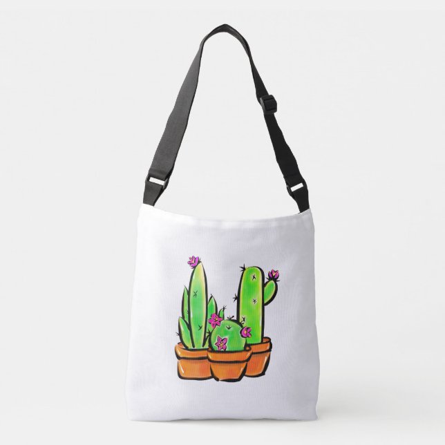 Elegant boho Cactus cacti succulents  Crossbody Bag (Front)