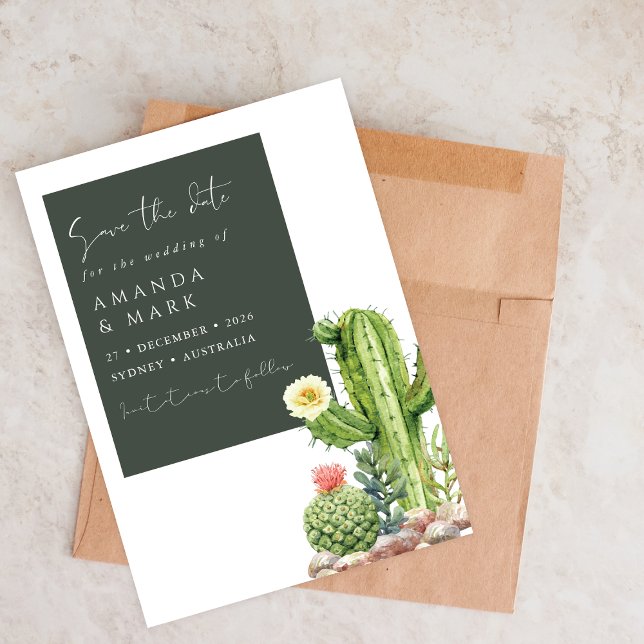 Elegant Boho Cactus Desert Succulent Save the date (Créateur téléchargé)