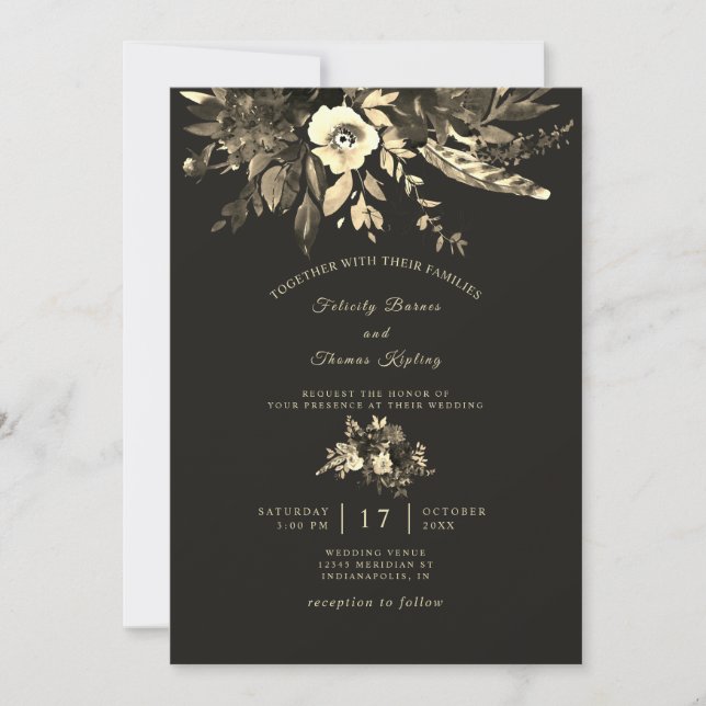 Elegant Boho Chic Autumn Browns Fall Wedding Invitation (Front)