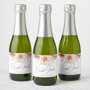 Elegant Boho Chic Bridal Shower Favour Mini Sparkling Wine Label