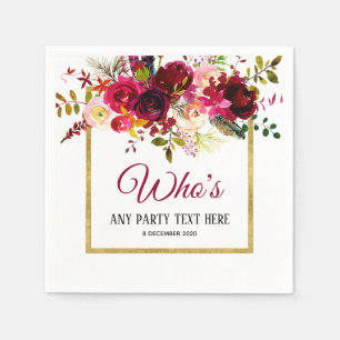 elegant, boho chic, floral, Cocktail Paper Napkins