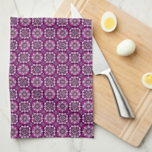 Elegant Boho Chic Geometric Floral Pattern Kitchen Towel