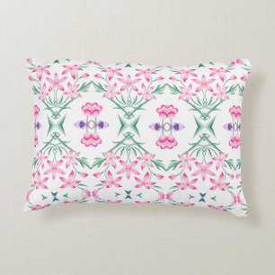 Elegant Boho Chic Kaleidoscope Floral Pattern Accent Pillow