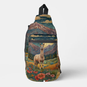 Elegant boho chic llama alpaca  sling bag