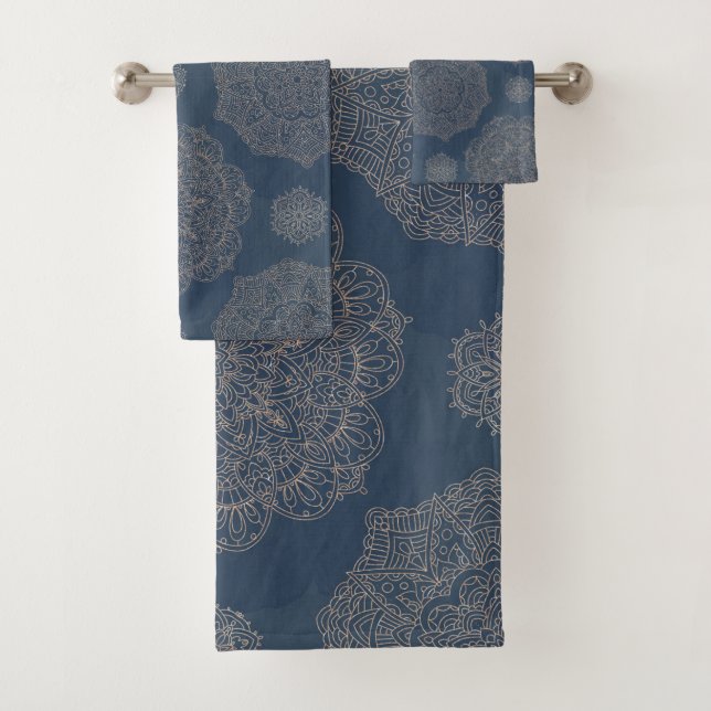 Elégant Boho Chic Mandala Gold Navy Motif bleu (En situation)