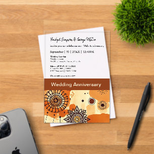 Elegant Boho Chic mandala Wedding Anniversary Acrylic Invitations