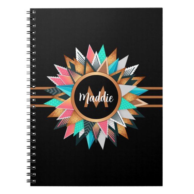 Elegant Boho Chic Personalized Notebook (Front)