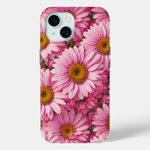 Elegant boho chic pink florals pink daisies  iPhone 15 case