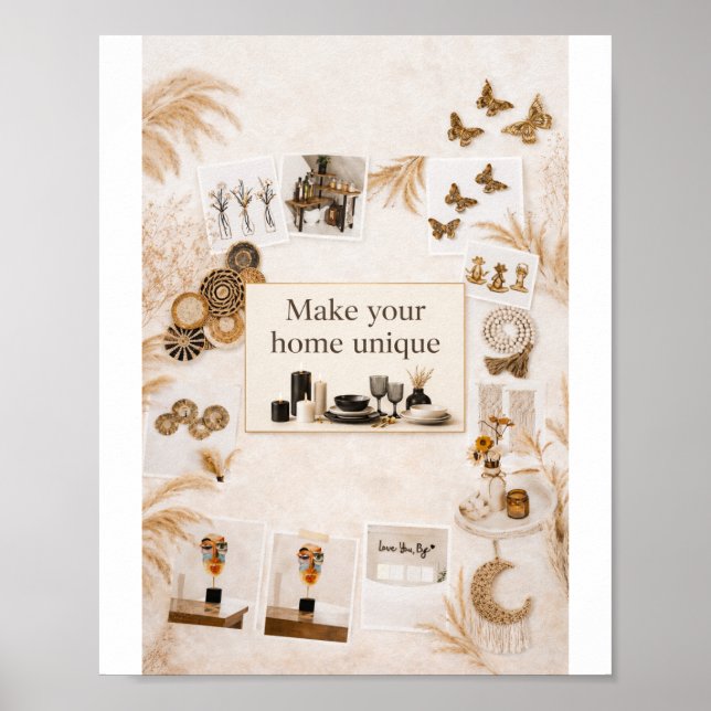 Elegant Boho Chic Wall Art Poster - Make Your Home (Front)