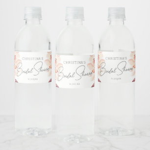 Elegant Boho Chic Watercolor Floral Bridal Shower  Water Bottle Label