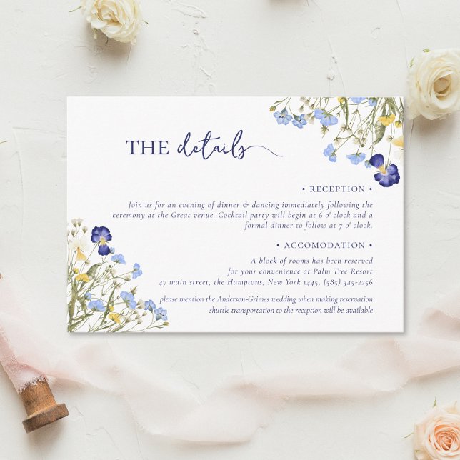 Elegant boho chic wildflower Wedding accomodation Enclosure Card (Creator Uploaded)