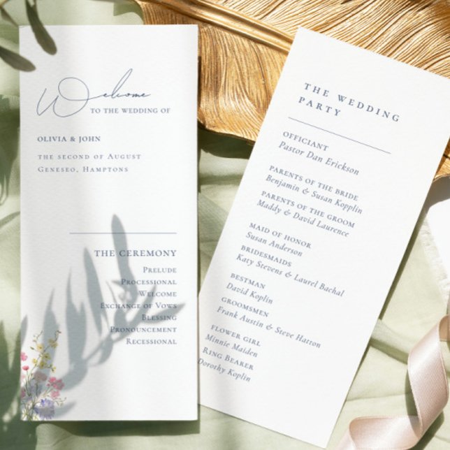 Elegant Boho Chic Wildflowers Wedding Program (Elegant Boho Chic Wildflowers Wedding Program)