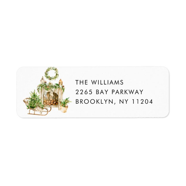 Elegant Boho Christmas Composition Return Address (Front)