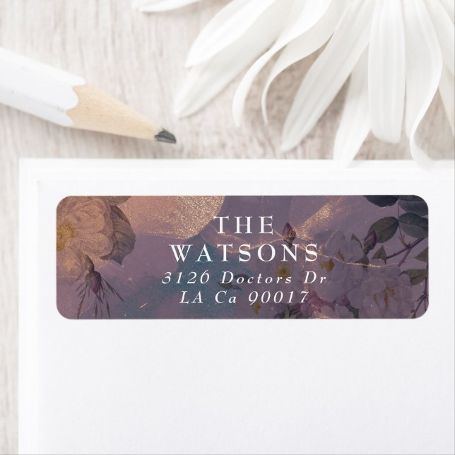 Élégant Boho clair Floral violet Rose Mariage or (En situation)