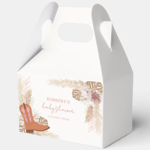 Elegant Boho Cowgirl Boots Pampas Baby Shower Favor Box