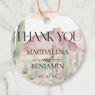 Elegant Boho Desert Landscape Cactus Wedding Favour Tags