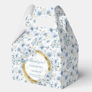 Elegant Boho Dusty Blue Gold Wedding Thank You Box