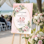 Elegant Boho Dusty Pink Greenery 40th Birthday   Poster<br><div class="desc">✅ For matching items search 36-40 in my collections ✅ Welcome guests with this elegant baby shower welcome sign featuring soft floral artwork, eucalyptus greenery, and delicate gold glitter accents in rose gold, blush pink, or dusty pink tones. Perfect for a stylish celebration entrance. Professionally printed on Zazzle for rich...</div>