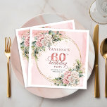 Elegant Boho Dusty Pink Greenery 60th Birthday Napkin<br><div class="desc">✅ For matching items search 36-60 in my collections ✅ Celebrate a special milestone with elegant Sweet Sixteen napkins featuring soft pink florals, eucalyptus greenery, and delicate rose gold accents. Perfect for stylish party décor, these napkins add a charming boho touch to the celebration. High-quality printing ensures beautiful color and...</div>