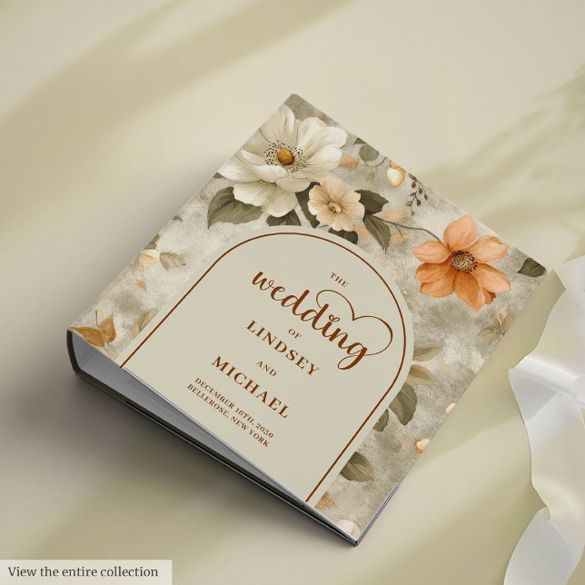 Elegant Boho Earthy Ivory Sage Floral Wedding  Binder (Elegant Boho Earthy Ivory Sage Floral Wedding Ring Binder

)