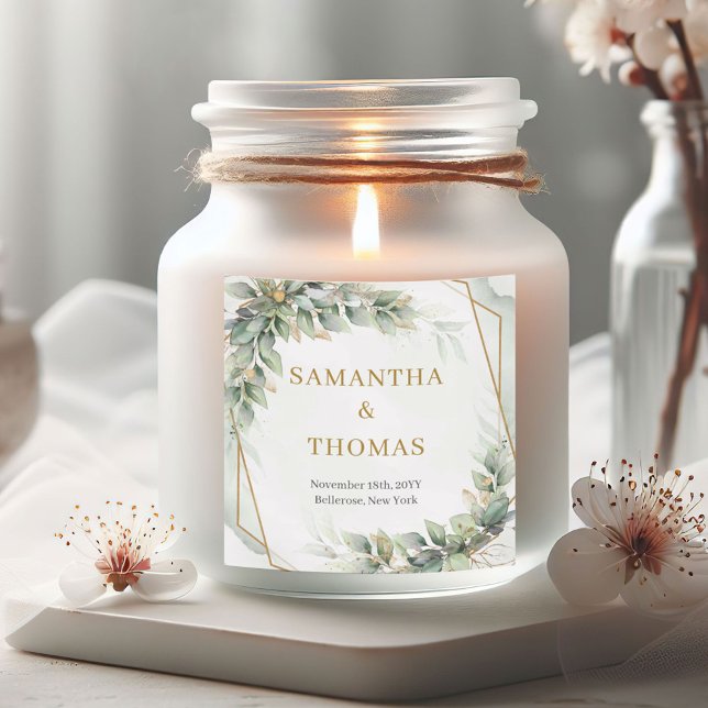 Elegant boho eucalyptus greenery gold Stickers (Watercolor dusty green and gold glitter wedding sticker)