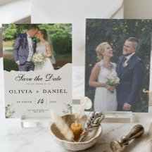 Elegant Boho Eucalyptus Leaves Photo Wedding