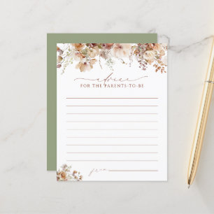 Elegant Boho Fall Floral Baby shower carte conseil