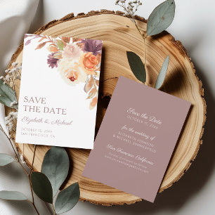 Elégant Boho Fall Floral Enregistrer la carte Date