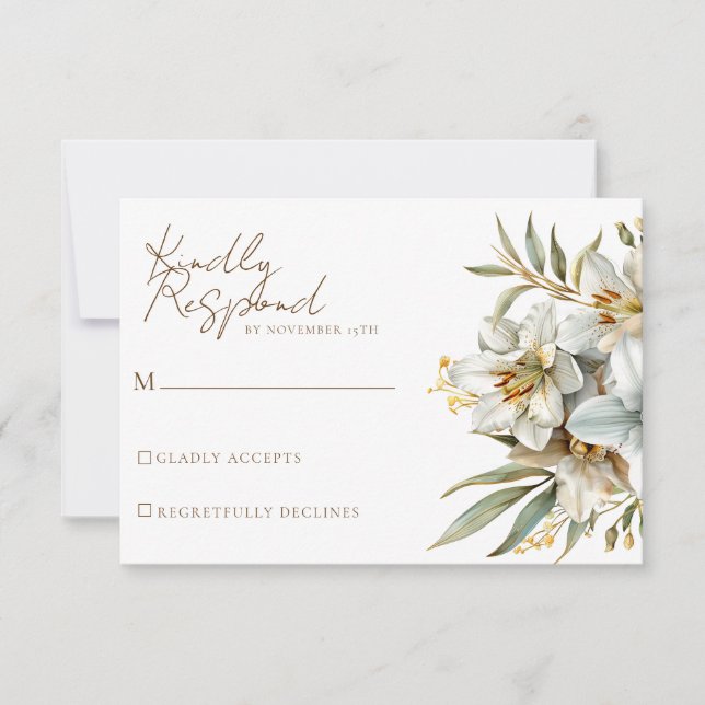 Elégant Boho Fall Floral Wedding Cartes RSVP (Devant)