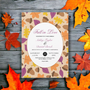 Elegant Boho Fall in Love Autumn Floral Wedding Invitation