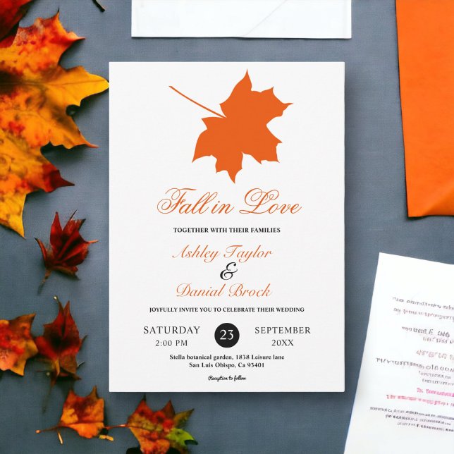Elegant Boho Fall Leaves Rustic Floral Wedding Invitation (Creator Uploaded)