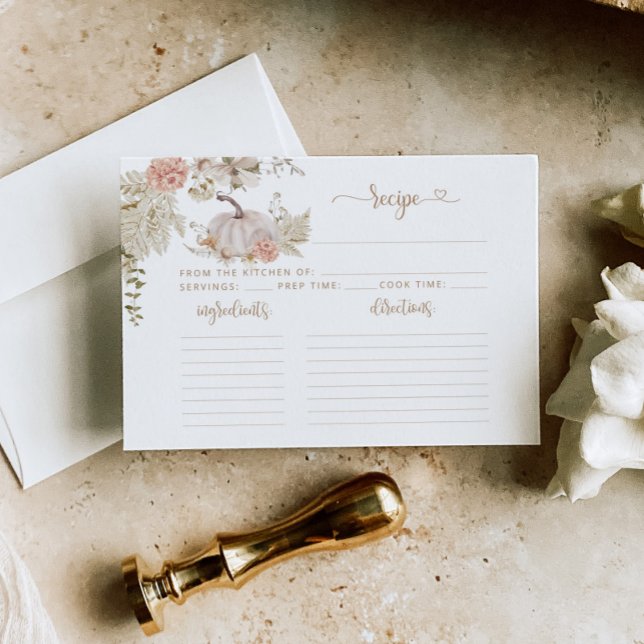 Elegant Boho fall pumpkin bridal Recipe card (Creator Uploaded)