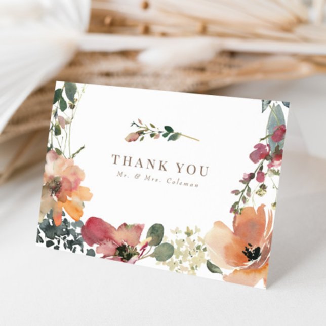 Elegant Boho Fall Wildflower Wedding Thank You Card (Creator Uploaded)