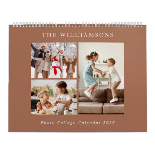 Elegant Boho Family Photo Collage Calendar